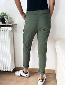 Pantalon femme étoile kaki uni