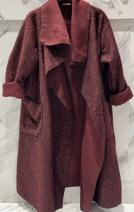 Manteau en laine bouillie bordeaux